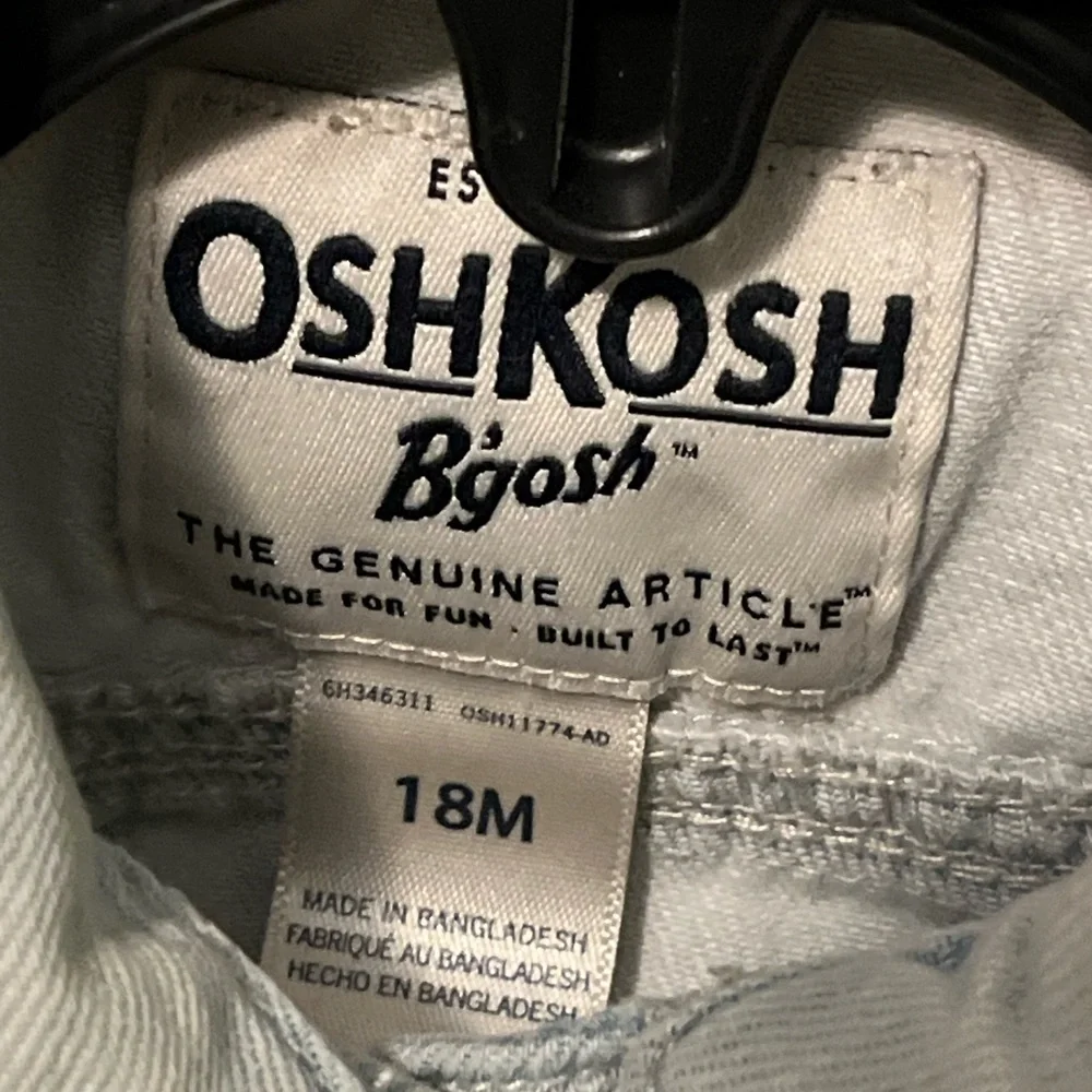 OshKosh B'gosh Girl’s Light Blue Denim Jacket, Snaps. Embroidered Detail, 18 Mo